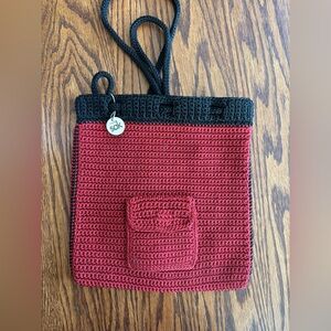 The Sak Medium Backpack Sling Bag & Tote Crochet Red
